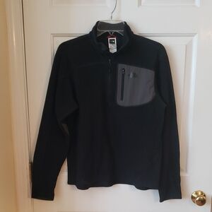 The North Face Black and Gray Fleece 1/4 Zip Sweatshirt Size: S